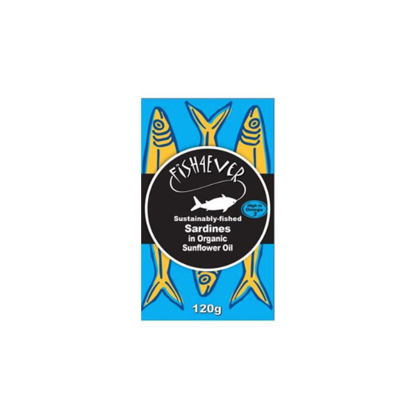 Fish4Ever, Whole Sardines in Organic Sunflower Oil 120g