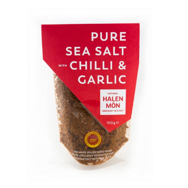 Halen Mon, Pure Sea Salt with Chilli and Garlic, 100g